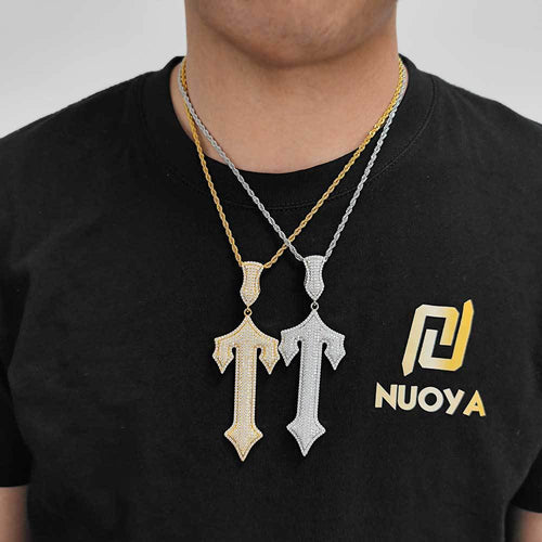 Iced Sword Cross Pendant